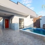 Casa nova com piscina, entrada R$ 74 mil!