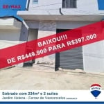 Sobrado de 234m² com 2 suítes e 2 cozinhas amplas em Ferraz de Vasconcelos