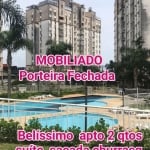 Apto mobiliado 2 qto suíte, sacada com churrasqueira