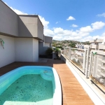 Linda cobertura próximo a PUC e UFRGS. Andar alto, com muito sol e ventilação, terraço com piscina e vista ampla para a cidade, churrasqueira, lareira e banheiro completo na parte superior. Na parte i