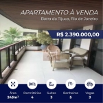 BARRA DA TIJUCA APARTAMENTO 4 QUARTOS 243M², COM 3 VAGAS..