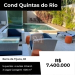 Impressionante Mansão na Barra da Tijuca: 5 Quartos, 4 Suítes, 600 m², Condomínio Quintas do Rio, 3 Vagas, 8 Banheiros, PORTEIRA FECHADA