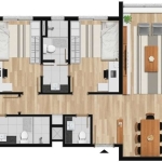 APTO 3 dormitórios  114,45 m²- 1 suíte e mais 2 suítes americanas),lavabo, cozinha americana e churrasqueira  - box duplo  09&lt;BR&gt;Piscina, Fitness, Salão de Festas, Sala de Jogos, Vestiário diari