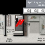 Apartamento a venda no Residencial Portal da Carvoeira com 2 dormitórios e mais de 54m2 de área privativa