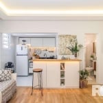 Apartamento de 1 dormitório transformado em LOFT, com 41m de área privativa mais 50 metros de terraço aberto (EXCLUSIVO DESSA UNIDADE).  Mobiliado com mesa, cadeira, Cooktop, Televisão, micro-ondas, g