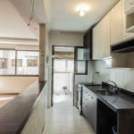 Apartamento semi- mobiliado de 1 dormitório, com vaga escriturada no bairro Petrópolis. Iluminado, ampla sala com móveis e teto em gesso, cozinha Americana, armários, fogão, churrasqueira, Junker na á