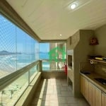 Apartamento FRENTE MAR, 4 dormitórios (suítes), Varanda Gourmet, 2 vagas, Jardim Astúrias – Guarujá.