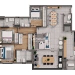 Apartamento bairro Karaíba com três suítes e varanda gourmet.