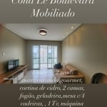 LE BOULEVARD, MOBILIADO, 1 SUÍTE+ 2 SEMI-SUÍTE, VARANDA GOUMERT,  CORTINA DE VIDRO, 2 VAGAS