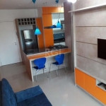 Apartamento de 01 quarto com  38 m² privativos  integrado com sala e cozinha, inteiramente Mobiliado com todos utensílios, eletrodomésticos, móveis sob medida e vaga coberta escriturada.&lt;BR&gt;Exce