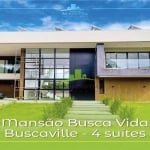 Mansão de luxo com 4 suítes em Busca Vida, 624m², energia solar e piscina. Padrão elevado e excelente localização. BUSCAVILLE!