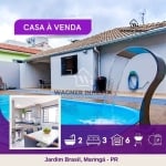 Ampla e linda casa de 140m² + 18m² de piscina com cascata, área gourmet com churrasqueira, coz. com