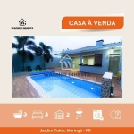 Casa com piscina aquecida à venda, com ar condicionado, cozinha planejada com eletros, área gourmet