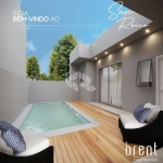 Casa de 2 dormitórios, sendo 1 suíte, garagem coberta, espaço social com piscina . Bairro Bela Vista em Estancia Velha.  Aceita Financiamento e FGTS!