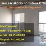 Sala Comercial (40,08m²), 2 Banheiros, 1 Vaga. Ao lado da estação Vergueiro do metrô