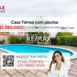 Casa terrea à venda com piscina, 373m2, 5 quartos (2 suítes), 9 vagas de garagem