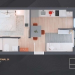 Apartamento com 1 quarto  à venda, 34.89 m2 por R$293493.00  - Portao - Curitiba/PR