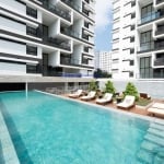 Apartamento 105m², 02 dormitórios ( sendo suítes), 03 banheiros e 02 vagas de garagem.  Condomínio com portaria, segurança, piscina, salão de festa