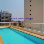 Apartamento Studio 46m², 01 dormitório, 01 banheiro e 01 vaga de garagem. Condomínio com portaria 24hrs, piscina, salão de festa, sala de ginastica