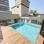 Cobertura exclusiva com piscina privativa e vista mar, 3 quartos sendo 2 suítes, 2 vagas, Vila Tupi