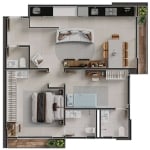 Ágio Emirates Flamboyant 2 suítes com 75m2  Apartamento com 2 Quarto(s) e 3 banheiro(s) à Venda, 75 por R$ 748.000 no setor Jardim Goiás VN25425