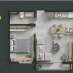 Ágio Raridade no Hello Universitário: Apartamento de 59m² Exclusivo! Apartamento com 2 Quarto(s) e 2 banheiro(s) à Venda, 59 por R$ 615.000 no setor Setor Leste Universitário TA25604