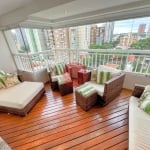 Apartamento de 175m2 com varanda gourmet e 3 suítes, decorado e totalmente mobiliado para locação no Bairro Jardim em Santo André-SP.