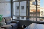 Aluga Apartamento Mobiliado em Santos/SP – 1 Dormitório, Frente vista para à Praia do Gonzaga , Garagem