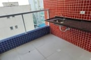 Vila Caiçara, apto novo 2 quartos, 1 suíte, sacada gourmet, piscina.