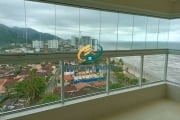 Apartamento em Mongaguá, bairro Vila Atlântica, 2 dormitórios sendo 1 suíte, sacada gourmet, vista para o mar, Residencial com lazer, piscinas.