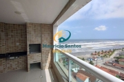 Apartamento em Mongaguá, bairro Vera Cruz, 2 dormitórios sendo 1 suíte, terraço gourmet com vista para o mar, 2 vagas garagem, Residencial frente ao mar e com lazer completo.