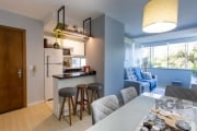 Lindo apartamento com living estendido, cozinha americana com churrasqueira, banheiro social e área de serviço integrada, com dois dormitorios.&lt;BR&gt;Todo reformado, impecavel.&lt;BR&gt; Conta com 