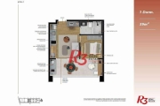 Studio com 1 dormitório à venda, 39 m² por R$ 625.000,00 - Boqueirão - Santos/SP