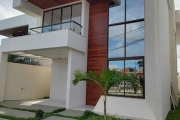 Casa duplex, Nova e em Condomínio com completa infraestrutura! Próxima ao shopping Busca Vida, Camaçari - BA   Casa com 4 suítes (sendo uma térrea) e 3 no pavimento superior com cl