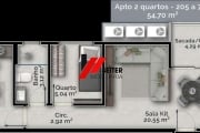 Apartamento a venda no Residencial Portal da Carvoeira com 2 dormitórios e mais de 54m2 de área privativa