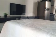 Studio mobiliado 30m² 1 quatro com cama de casal, cozinha completa e varanda Perdizes