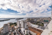 Vende sala em andar alto com linda vista para o Guaíba, divisórias, semi mobiliada, 2 banheiros.&lt;BR&gt;&lt;BR&gt;Condomínio oferece: Portaria 24 horas, elevadores e câmeras de vigilância.