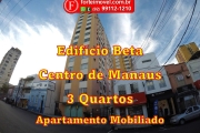 Apartamento 100% Mobiliado de 3 Quartos no Edificio Beta no Centro de Manaus