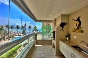 Apartamento frente mar, 3 dormitórios (suítes), Varanda Gourmet, 2 vagas, lazer, Praia das Astúrias, Guarujá/SP