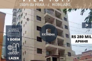 Apartamento á 150m da Praia , Mobiliado com 1 dormitório à venda, por R$ 280.000 - Tupi - Praia Grande/SP