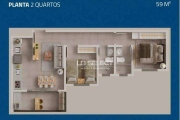 Apartamento no bairro Tubalina com dois quartos e varanda gourmet.