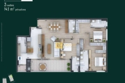 Apartamento com 3 dormitórios à venda, 143 m² por R$ 2.147.000,00 - Santo Inácio - Curitiba/PR