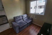 Apartamento com 45m², 2 dormitórios, mobiliado, sala, cozinha, banheiro, área de serviço e 1 vaga.