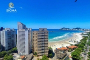 Apartamento frente mar com sacada na Praia das Pitangueiras com 2 dormitórios sendo 1 suíte, 1 vaga. Guarujá-SP.