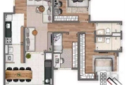 Apartamento 3 Dormitórios (84m²), 1 suíte, 2 vagas, terraço gourmet. A 200 metros da estação Giovanni Gronchi