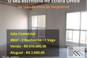 Sala Comercial (40,08m²), 2 Banheiros, 1 Vaga. Ao lado da estação Vergueiro do metrô