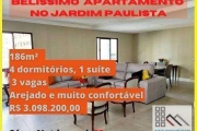 APARTAMENTO 4 DORMITÓRIOS (186m²), 1 SUÍTE, 3 VARANDAS, 3 VAGAS. PRÓXIMO DO GINÁSIO DO IBIRAPUERA