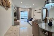 Apartamento um dormitório com suíte, MOBILIADO E DECORADO na Guilhermina, com sacada Gourmet a poucos metros do mar.