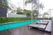 Apartamento mobiliado 70m², 01 dormitório (sendo suíte), 02 banheiros e 01 vaga na garagem.  Condomínio com segurança 24hrs, academia,  piscina, sauna