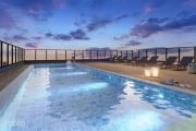 Apartamento Studio 23,98m², 01 dormitório e 01 banheiro.  Condomínio com portaria, segurança, piscina, academia, salão de festas, salão de jogos